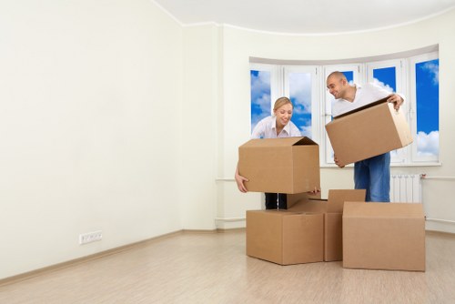 Office furniture and equipment prepared for a business move in central London