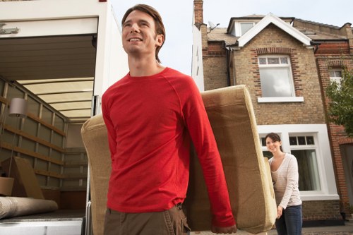 Packed boxes and furniture ready for removals in Belgravia