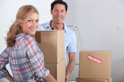 Moving boxes and protected items inside a Belgravia home